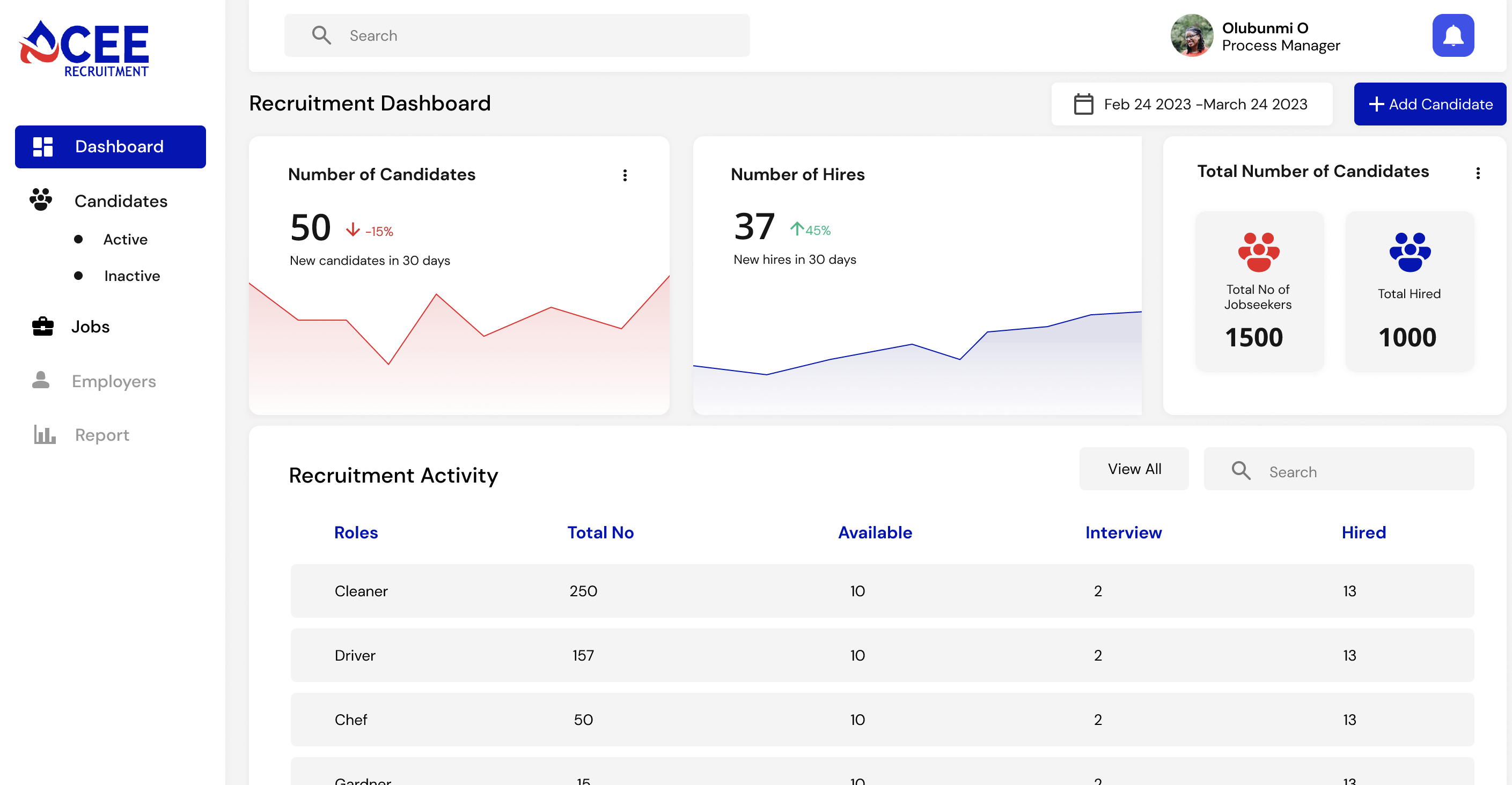 Acee Recruitment Dashboard Preview